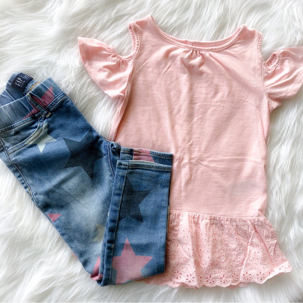 Bundle Girls Gap Jegging Jeans and Cold Shoulder Top